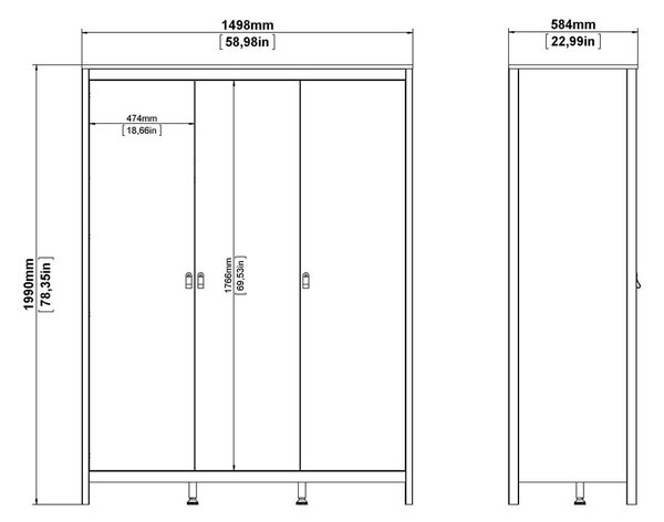 Черен гардероб 150x199 cm Madrid – Tvilum