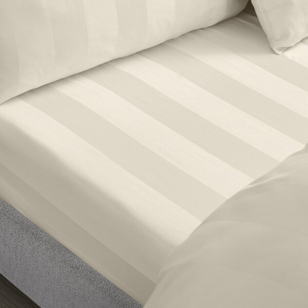 Кремав еластичен сатенен чаршаф 90x190 cm So Soft Satin Stripe – Catherine Lansfield