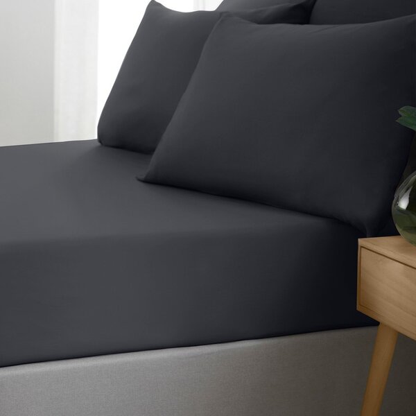 Черен еластичен чаршаф 90x190 cm So Soft Non Iron – Catherine Lansfield
