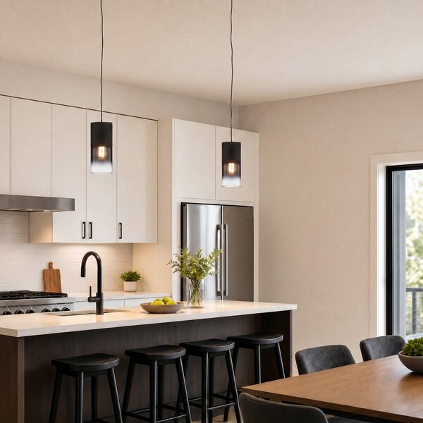 Trio Lighting Висяща лампа Robin за DUOline, черно/димово сиво, Затъмняване, Черен, Дневна/трапезария, Метал, Модерен