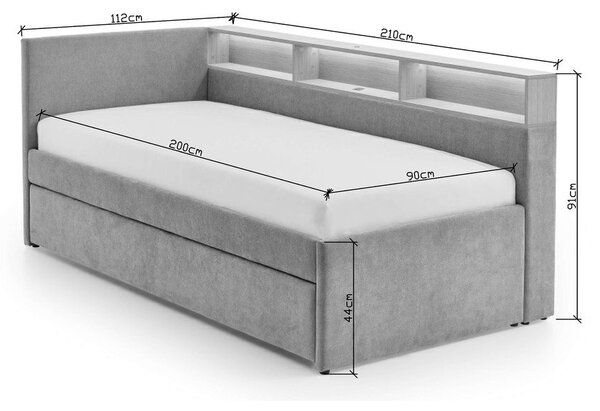 Бежово ъглово детско легло 90x200 cm с място за съхранение без ламелно дъно Uno – Meise Möbel
