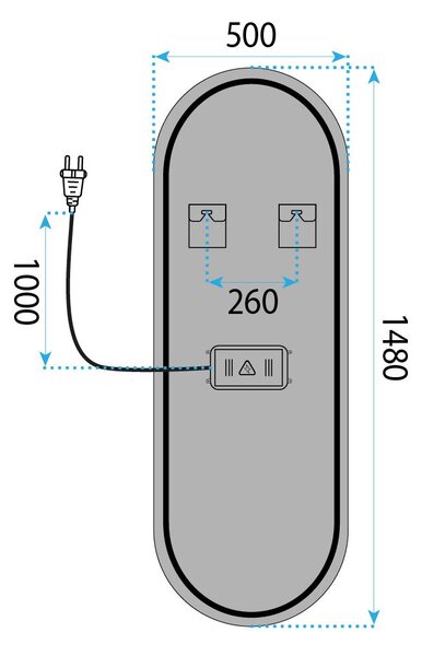 Огледало LED 150x50cm MOL-OV
