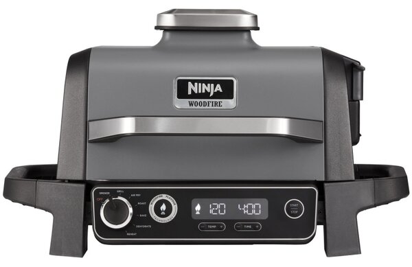 Електрическа скара опушвач Ninja OG701EU, 2400W, До 260C, Вътрепно аминово керамично покритие, Woodfire, Сив