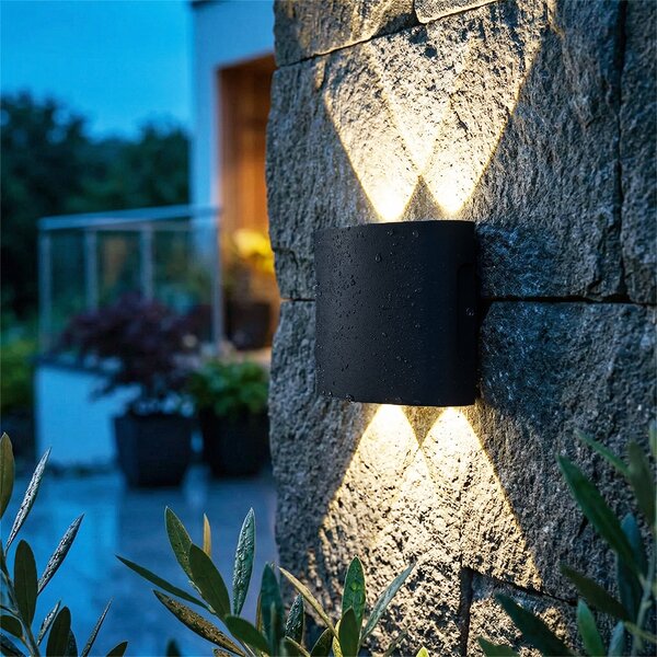 Външна стенна лампа черна с LED 4-светлини IP54 - Silly
