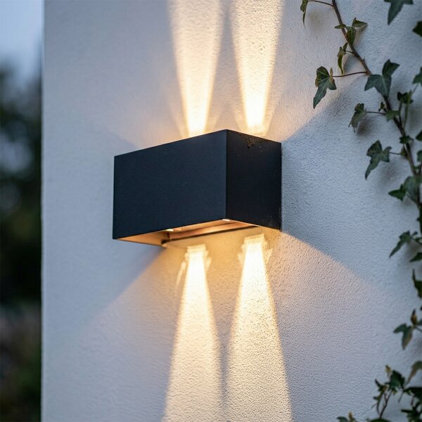 Външна стенна лампа черна със злато с LED 4-светлина IP54 - Edwin