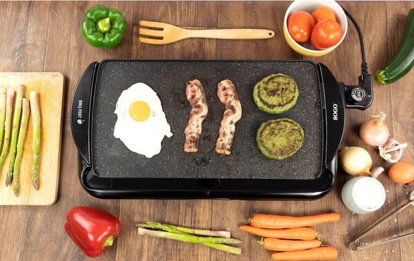 Електрическа скара с гладка плоча SOGO BBQ FEST, 48x26 см, 2000W