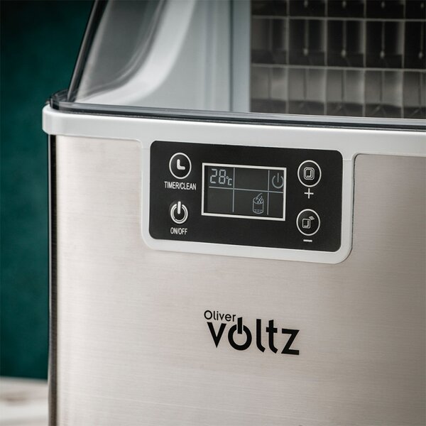 Ледогенератор Oliver Voltz OV51447D, 170W, 22кг/24ч, 3.2 л, 24 квадратни кубчета за цикъл работа, Инокс