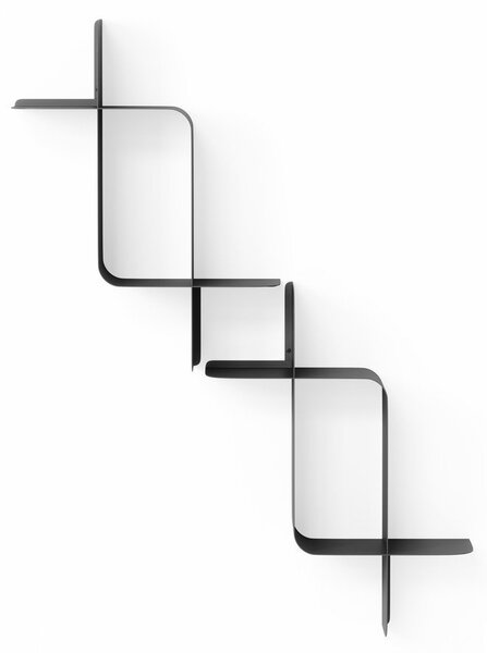 Матово черно на няколко нива стоманени стенни рафтове в комплект 2 бр. 62 cm Montage – Umbra