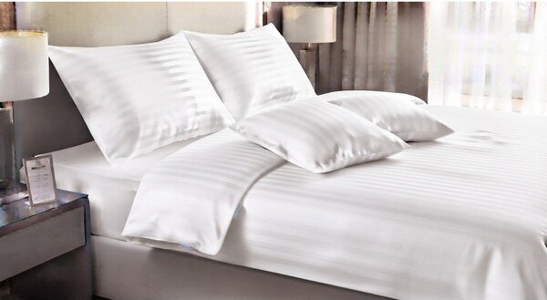 Бяло единично 3 части спално бельо 140x200 cm Hotel stripe – JAHU collections