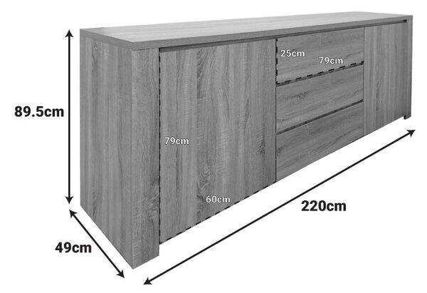 Комод Kalya сив 220x49x89,5 cm