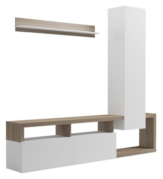 Комплект скрин за телевизор Leganto Бял 220.5x35x197.5 см