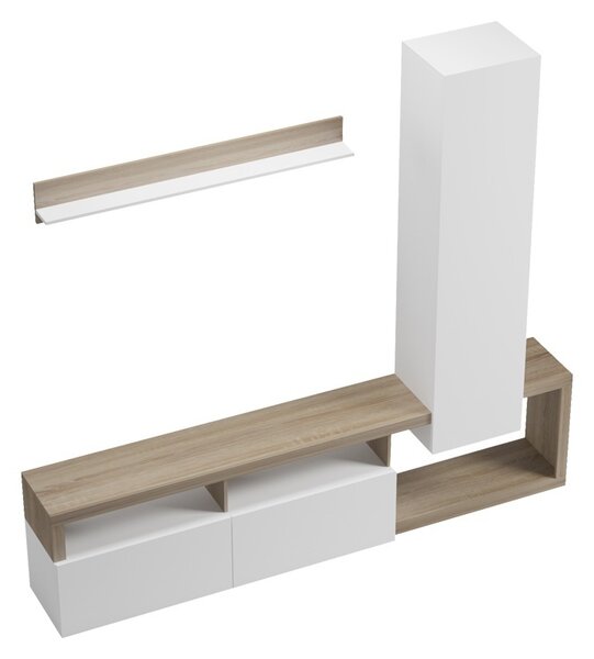 Комплект скрин за телевизор Leganto Бял 220.5x35x197.5 см