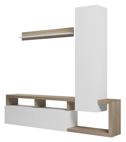 Комплект скрин за телевизор Leganto Бял 220.5x35x197.5 см