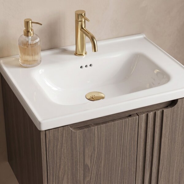 Шкаф за баня с мивка Rea Rivo DB86-60L-1 Dark 60cm