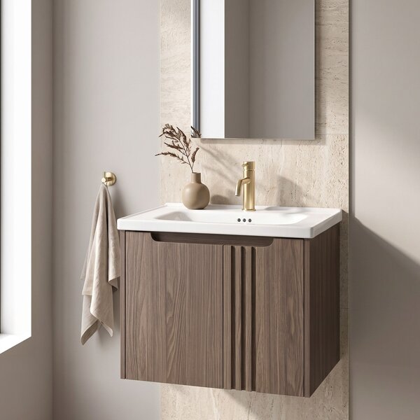 Шкаф за баня с мивка Rea Rivo DB86-60L-1 Dark 60cm