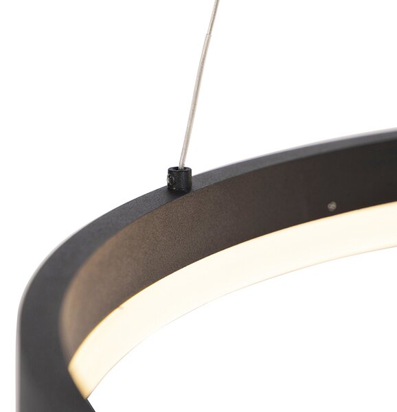 Дизайнерски висящ аплик черен 60 см с LED 3-степенно димиране - Anello