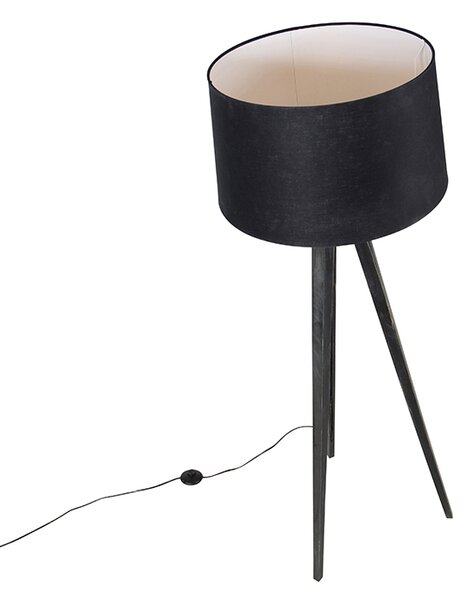 Трипод черен с платнен абажур черен 45 см - Tripod Classic