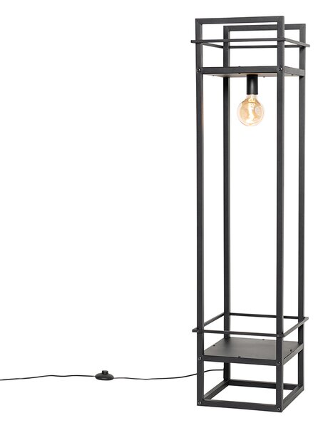 Интелигентна индустриална подова лампа черна с WiFi G95 - Cage Rack