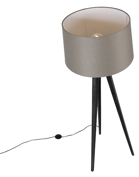 Трипод черен с платнена абажур таупе 45 см - Tripod Classic