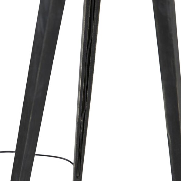 Трипод черен с абажур от лен бял 45 см - Tripod Classic