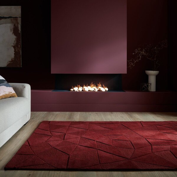 Ръчно изработен вълнен килим в цвят бордо 160x230 cm Shard Red – Flair Rugs