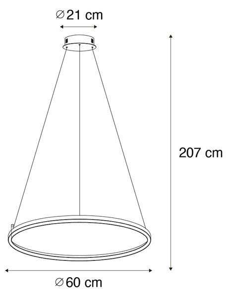 Висяща лампа бронз 60 см с LED 3-степенна димируема - Girello