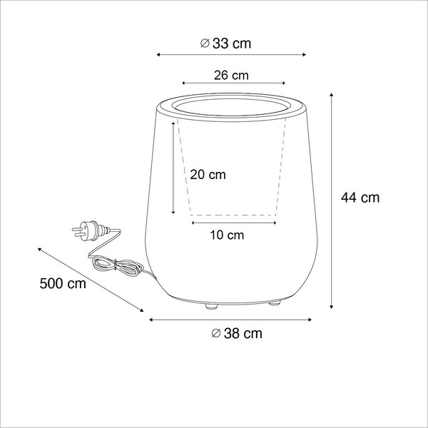 Подова лампа за външен монтаж саксия бяла IP44 - Flowerpot