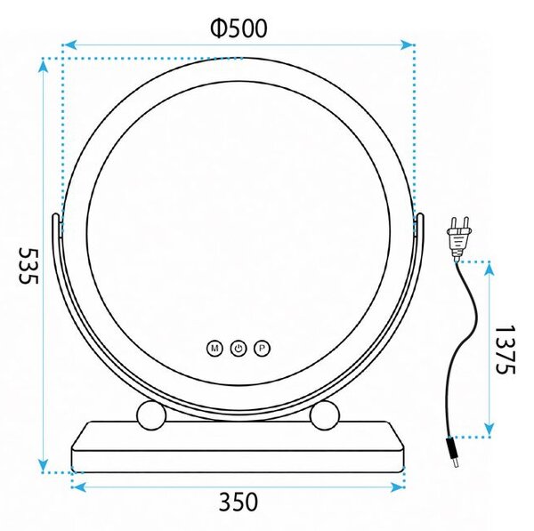 Огледало LED MAKE-UP Black 50 cm