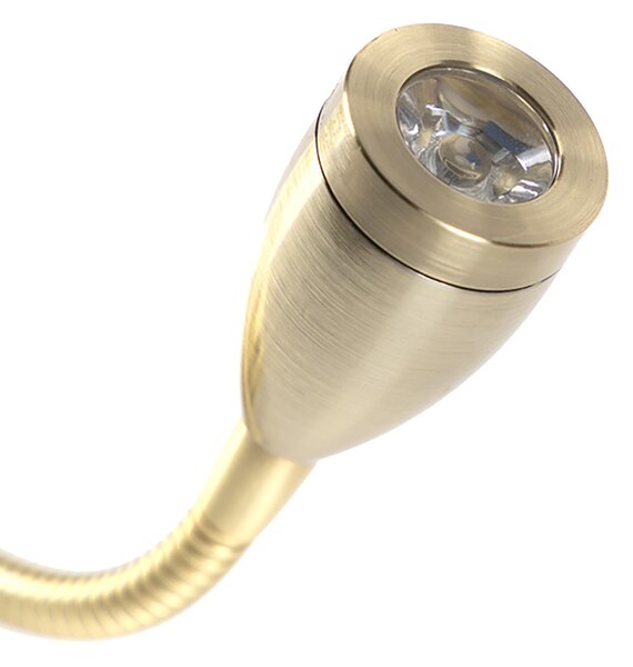 Стенна лампа златиста с USB и бял абажур 18 см - Brescia Combi