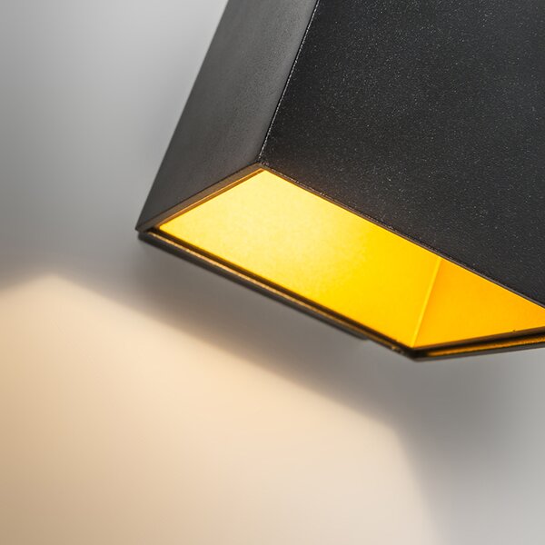 Дизайнерски стенен аплик черен/златист с LED - Caja