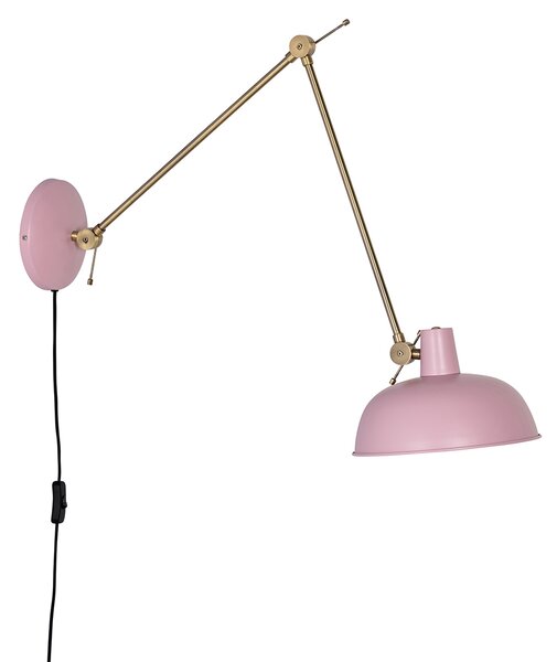 Ретро стенна лампа стомана розова с бронз - Milou