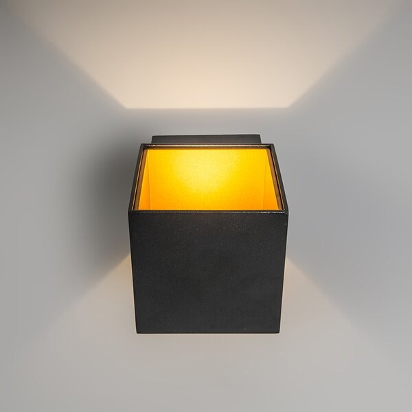Комплект от 2 дизайнерски стенни лампи черен/златен с LED - Caja