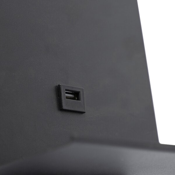 Модерна стенна лампа черна с USB и гъвкава ръка - Flero