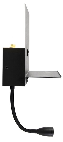 Модерна стенна лампа черна с USB и гъвкава ръка - Flero