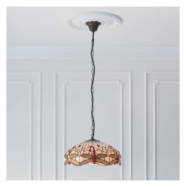 Endon 70824 - Полилей на верига Tiffany DRAGONFLY 3xE27/60W/230V Ø 41 см