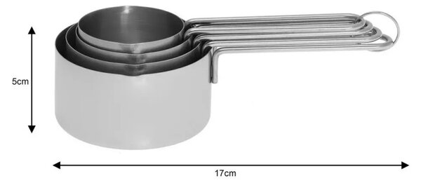 Комплект мерителни купички Kinghoff KH 4025, 4 броя, 60/80/125/250 мл, Инокс