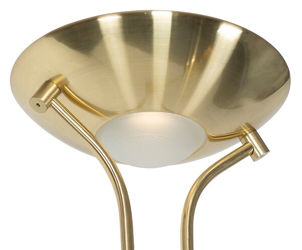Модерна подова лампа месинг с лампа за четене с LED Dim to Warm - Diva
