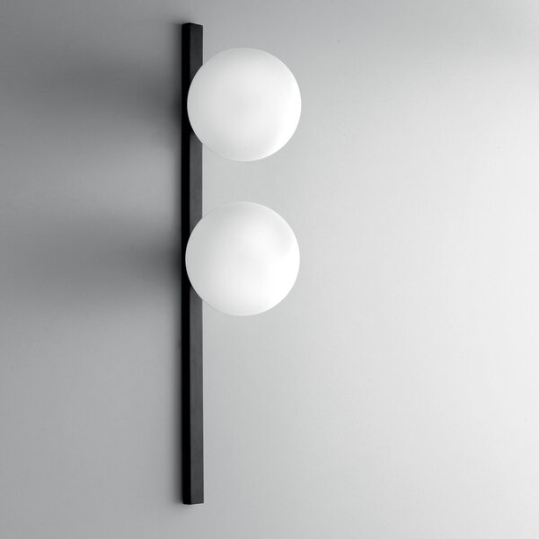 Luce Ambiente Design Стенна лампа Enoire, височина 60 см, черна, метал/стъкло, с 2 лампи, Затъмняване, Черен, Дневна/трапезария, Метал, Модерен
