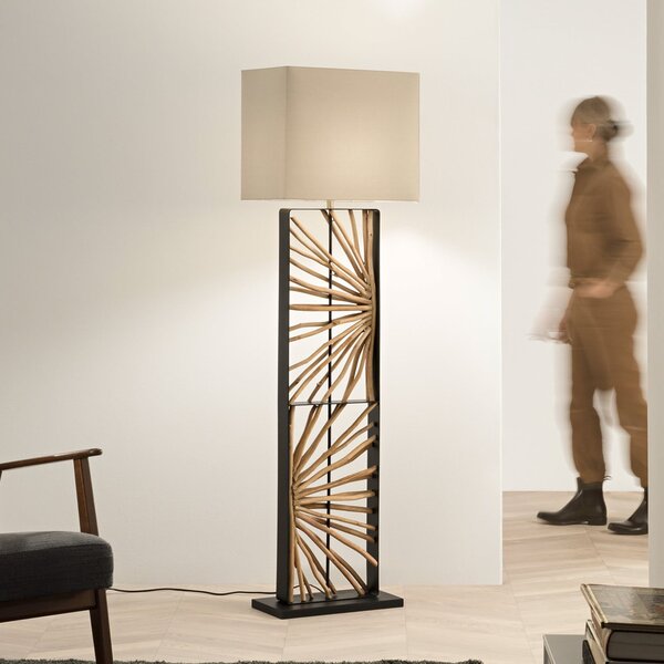 Luce Ambiente Design Стойка ETHERNAL черно/дърво/бяло Височина 165 см Дърво/плат, Дърво, Дневна/трапезария, Дървесина