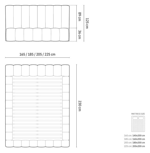 Тъмносиньо двойно легло 160x200 cm тапицирано с място за съхранение с включена подматрачна рамка Kelp – Micadoni Home