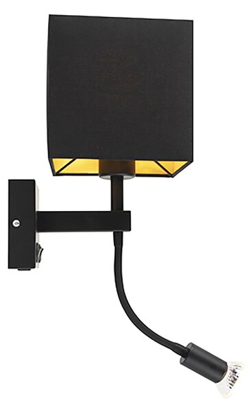 Интелигентна стенна лампа черна с USB с Wifi A60 и GU10 - Zeno