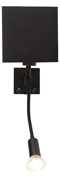Интелигентна стенна лампа черна с USB с Wifi A60 и GU10 - Zeno