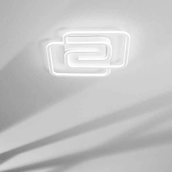 Luce Ambiente Design LED стенна лампа Cayman Quadrata, бяла, ширина 49 см, метал, CCT, Бял, Дневна/трапезария, Метал, Модерен