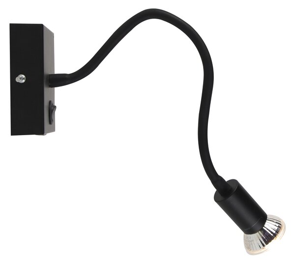Модерна гъвкава стенна лампа USB черна - Zeno