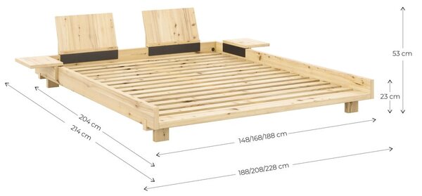 Двойно легло от масивен бор с включена подматрачна рамка в естествен цвят 140x200 cm Social Bed – Karup Design