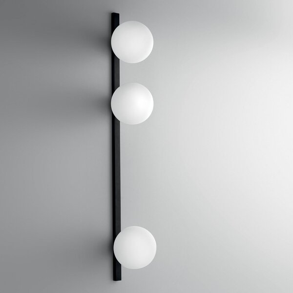 Luce Ambiente Design Стенна лампа Enoire, височина 90 см, черна, метал/стъкло, с 3 лампи, Затъмняване, Черен, Дневна/трапезария, Метал, Модерен