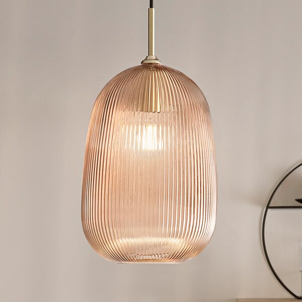 Luce Ambiente Design Висяща лампа DUKE, кехлибарено, Ø 21 см, стъкло, Затъмняване, Кафяв / ръждив, Дневна/трапезария, Стъкло