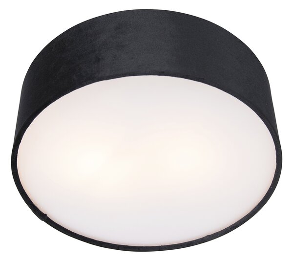 Модерна таванна лампа черна 30 см със златен интериор - Drum