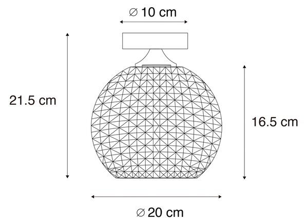 Таванна лампа в стил Арт Деко черна с опушено стъкло - Sphere