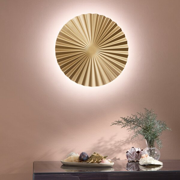 Luce Ambiente Design LED стенна лампа Anadara, златист цвят, Ø 50 см, метал, CCT, Злато / месинг, Дневна/трапезария, Алуминий
